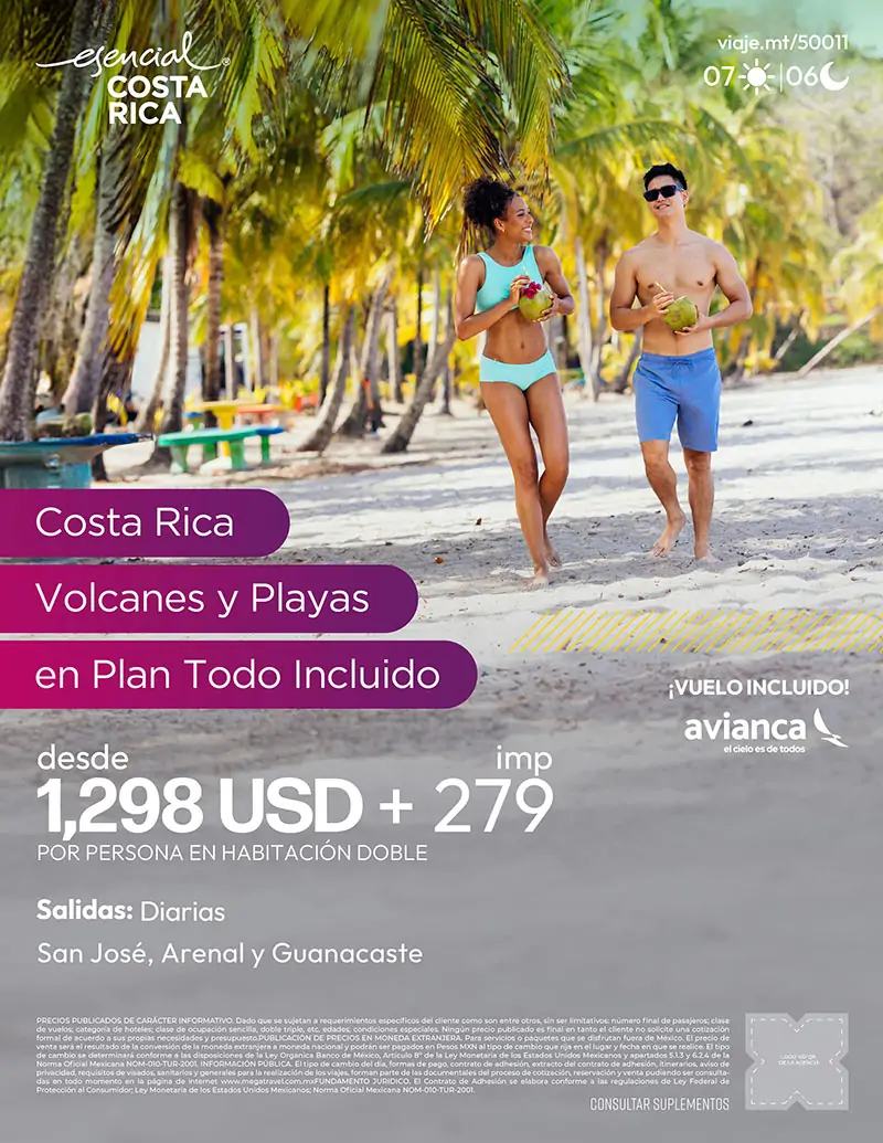 Costa Rica volcanes y playas en plan todo incluido