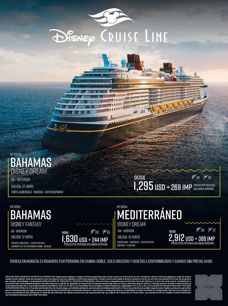 Disney Treasure. Bahamas. Mediterráneo