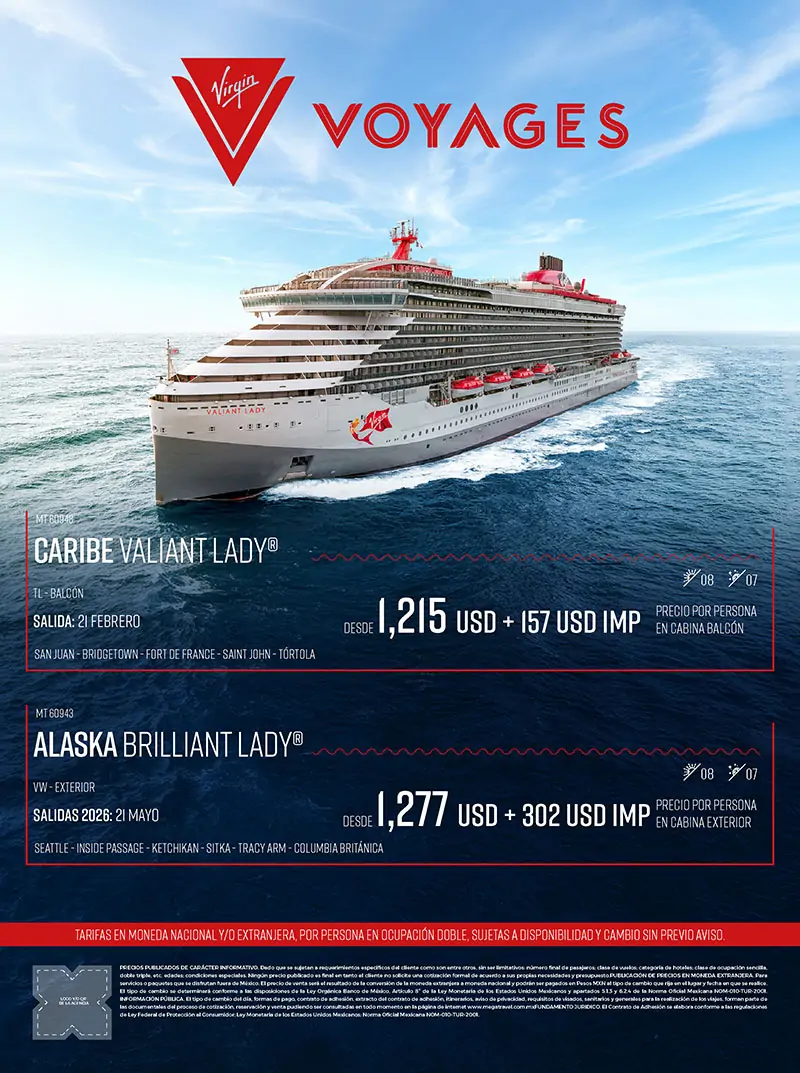 Virgin Voyages. Caribe y Alaska
